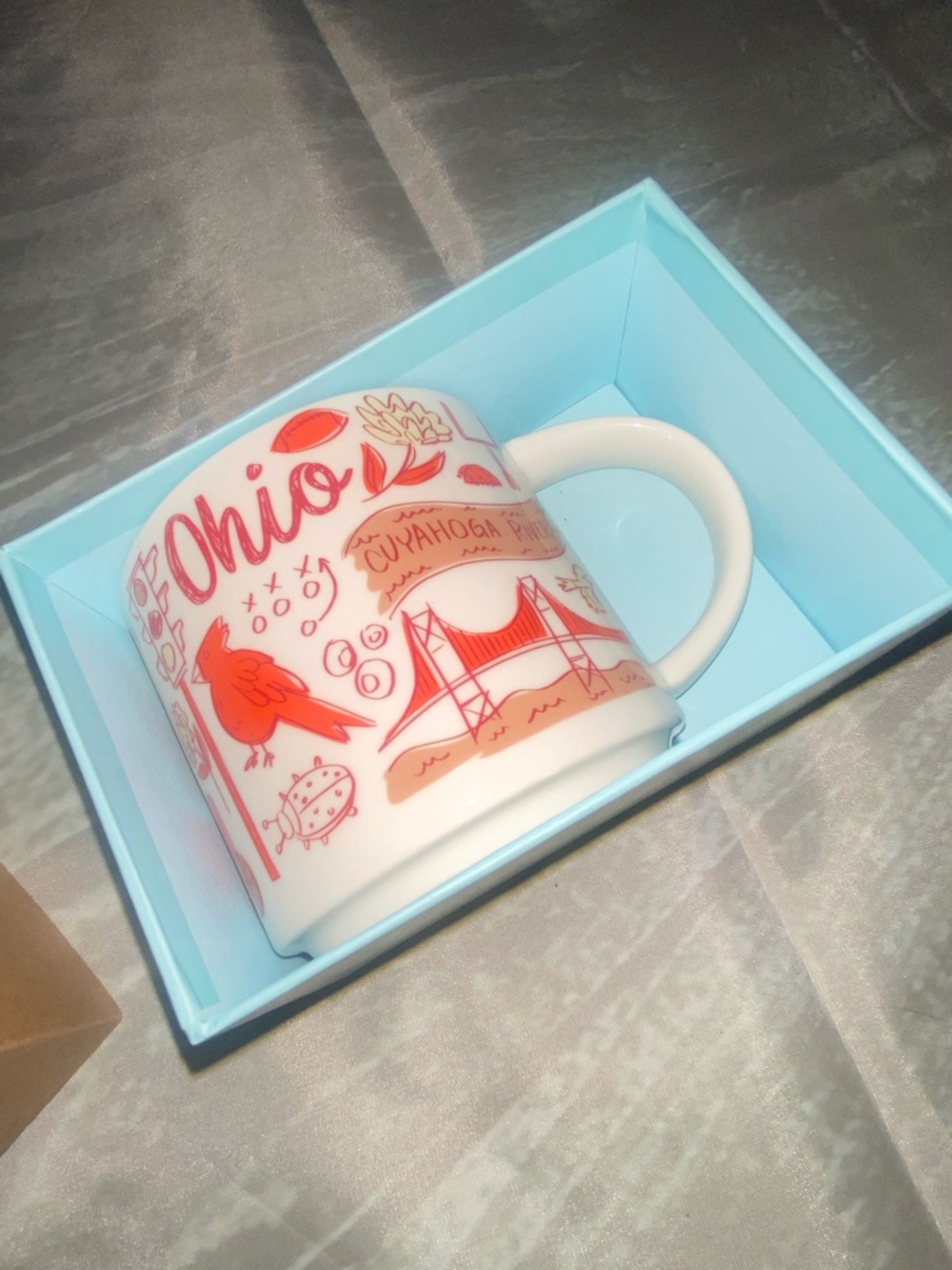 Ohio Themed White Ceramic Mug with Red Illustrations Starbucks